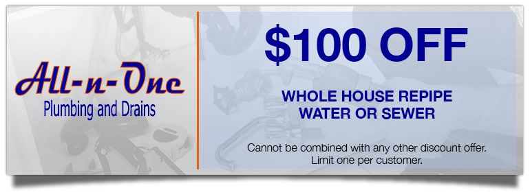 Coupons. Discount on Whole House Repipe - Water or Sewer